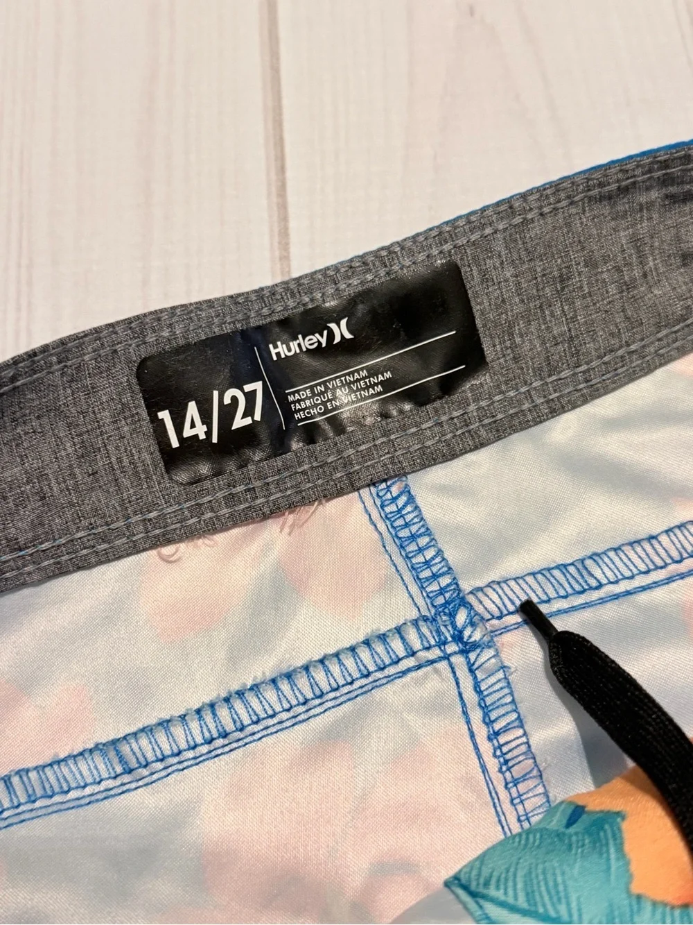 Hurley Gray and Blue Swim Shorts with Pastel Floral Accents